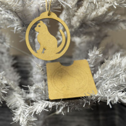 Boule bois + étui: Chat