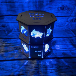 Lampe Région Grand Est Bois Brut + LED Couleur