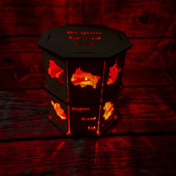 Lampe Région Grand Est Bois Brut + LED Couleur