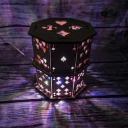 Lampe Cartes Bois Brut +LED Blanche