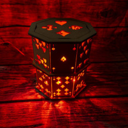 Lampe Cartes Bois Brut + LED Couleur