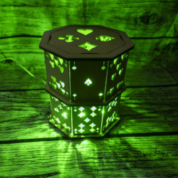 Lampe Cartes Bois Brut + LED Couleur