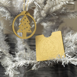 Boule bois + étui: Sapin